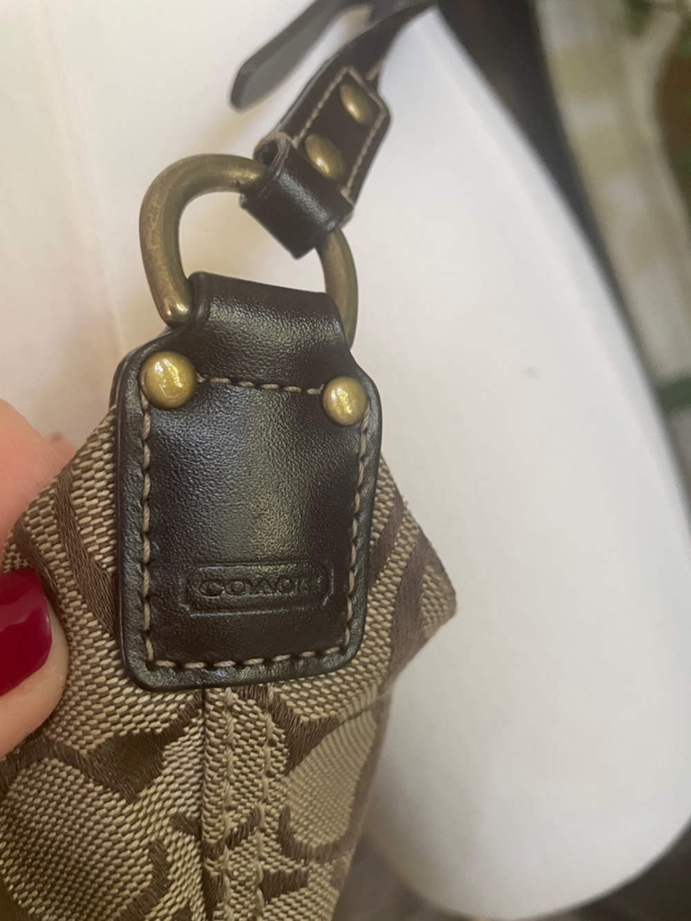 Coach Brown Signature Canvas Crossbody with Dark Brown Trim As Is - Picture 7 of 15
